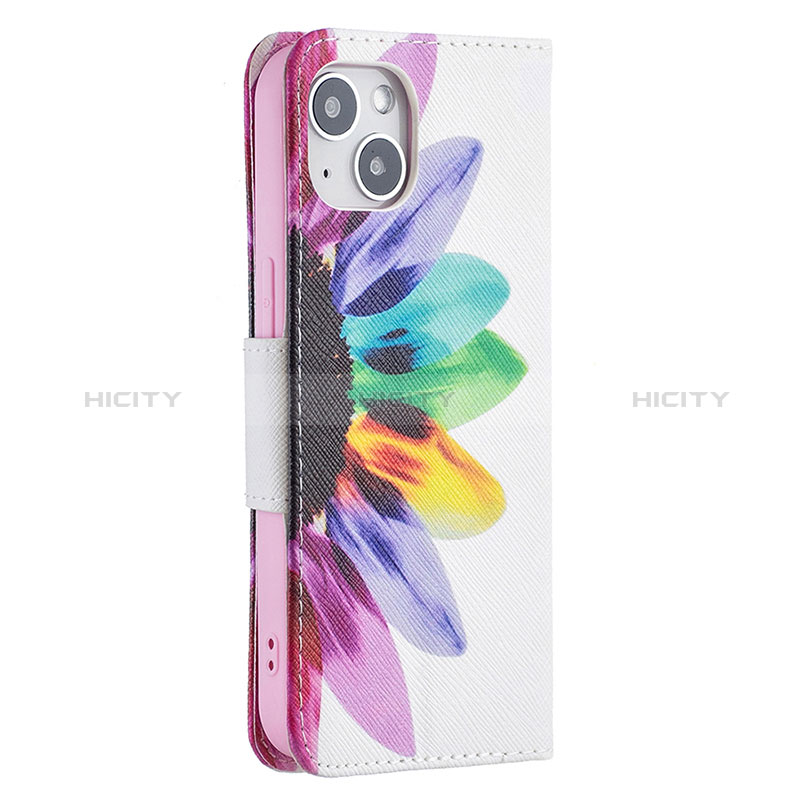 Custodia Portafoglio In Pelle Fiori Cover con Supporto L01 per Apple iPhone 15 Plus Colorato