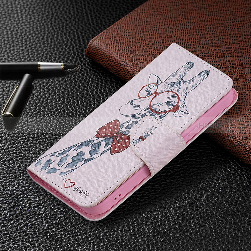 Custodia Portafoglio In Pelle Fiori Cover con Supporto L01 per Apple iPhone 15 Plus Rosa