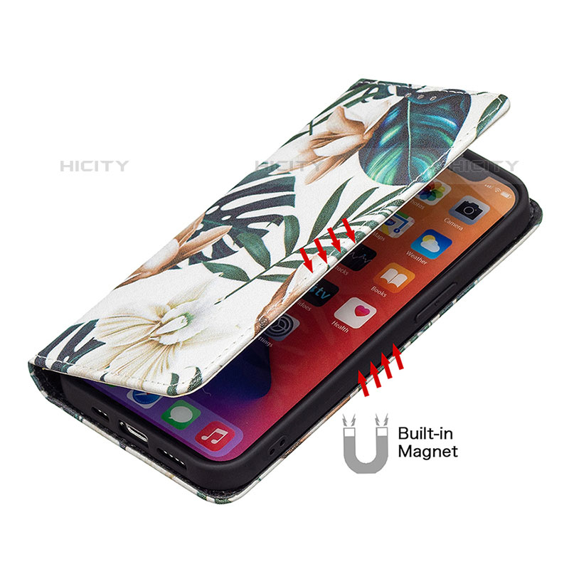 Custodia Portafoglio In Pelle Fiori Cover con Supporto L01 per Apple iPhone 15 Pro Max Multicolore