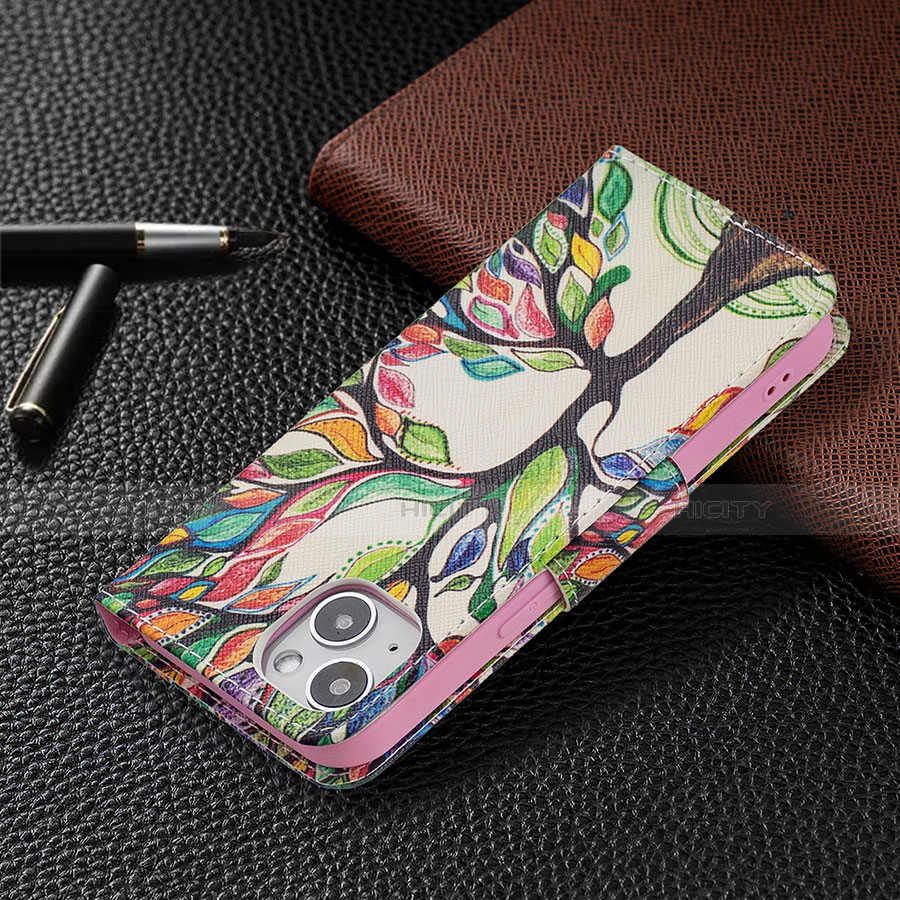 Custodia Portafoglio In Pelle Fiori Cover con Supporto L02 per Apple iPhone 13 Multicolore