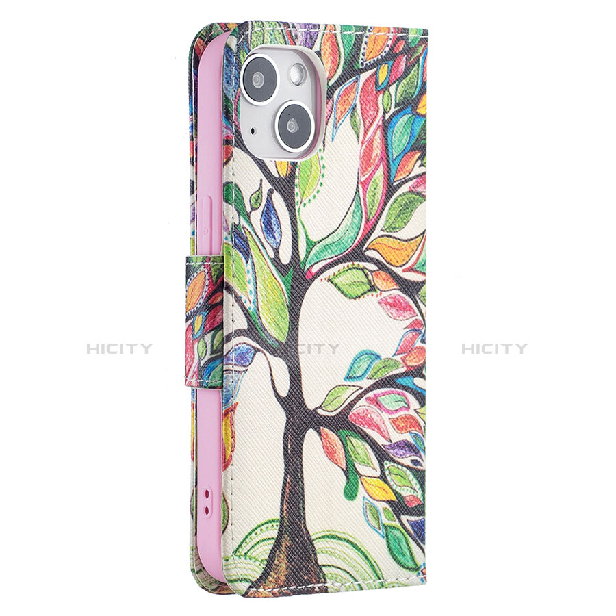 Custodia Portafoglio In Pelle Fiori Cover con Supporto L02 per Apple iPhone 14 Multicolore