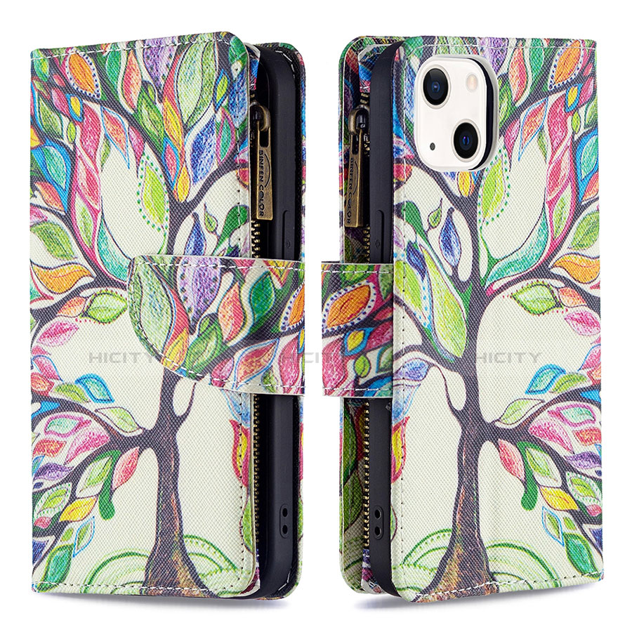 Custodia Portafoglio In Pelle Fiori Cover con Supporto L03 per Apple iPhone 13 Multicolore