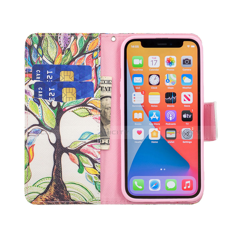 Custodia Portafoglio In Pelle Fiori Cover con Supporto L03 per Apple iPhone 13 Pro Max Multicolore