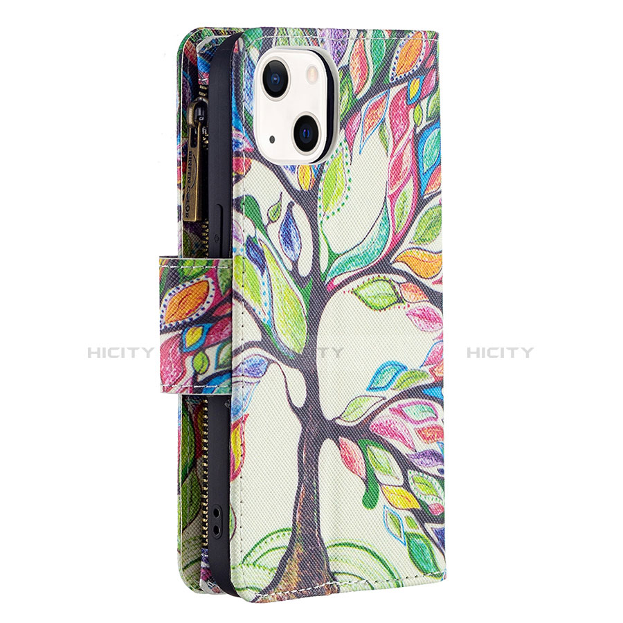 Custodia Portafoglio In Pelle Fiori Cover con Supporto L03 per Apple iPhone 14 Multicolore