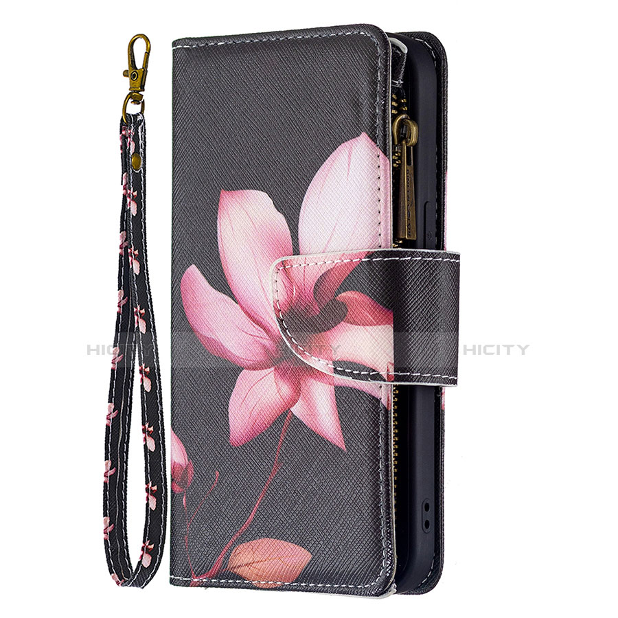 Custodia Portafoglio In Pelle Fiori Cover con Supporto L03 per Apple iPhone 14 Plus Marrone