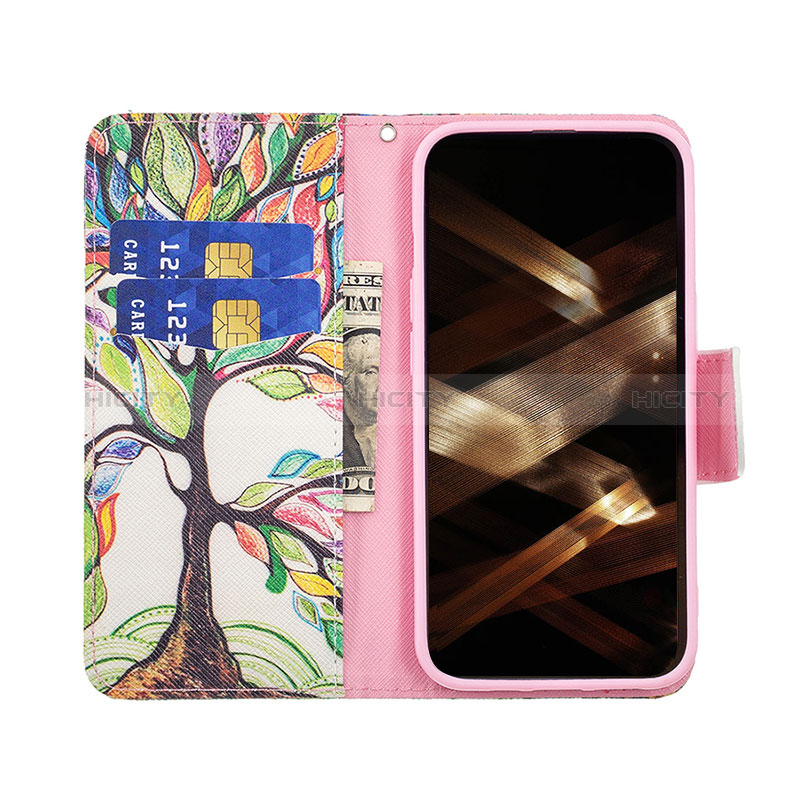 Custodia Portafoglio In Pelle Fiori Cover con Supporto L03 per Apple iPhone 14 Pro Multicolore