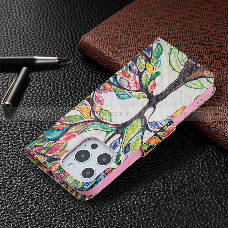 Custodia Portafoglio In Pelle Fiori Cover con Supporto L03 per Apple iPhone 14 Pro Multicolore