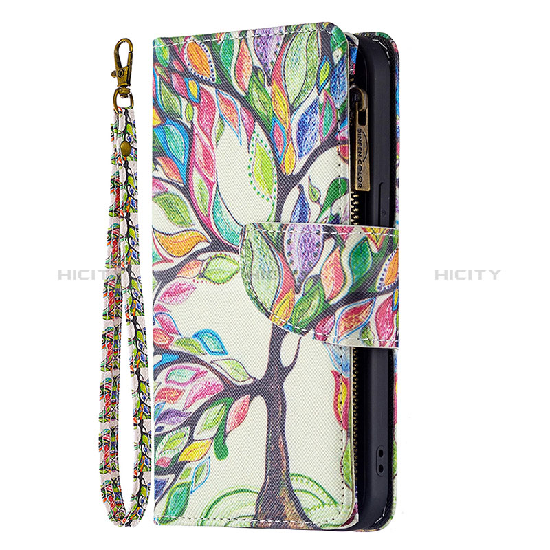 Custodia Portafoglio In Pelle Fiori Cover con Supporto L03 per Apple iPhone 15 Multicolore