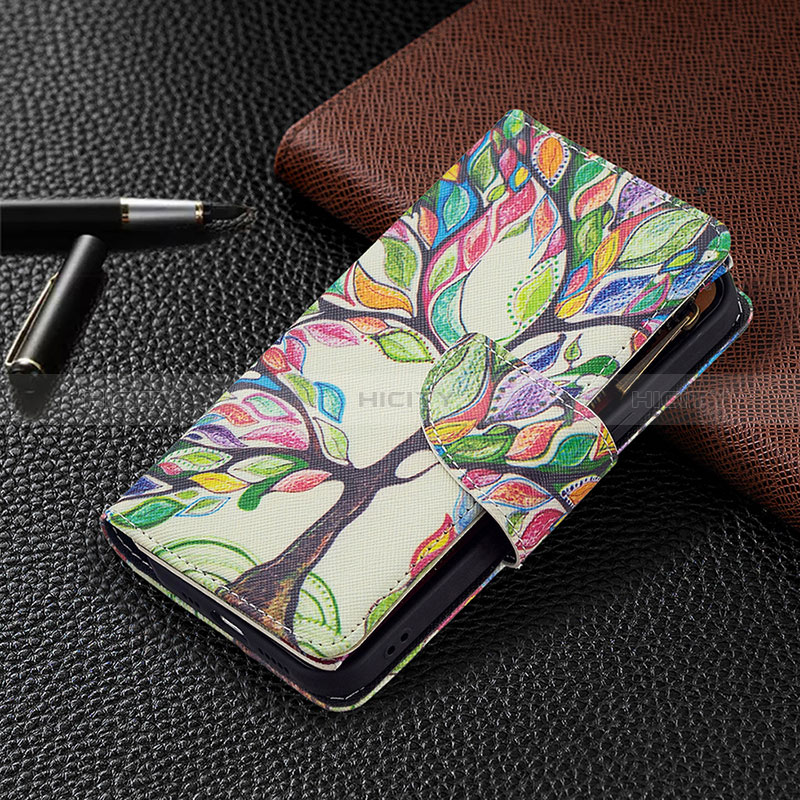 Custodia Portafoglio In Pelle Fiori Cover con Supporto L03 per Apple iPhone 15 Multicolore