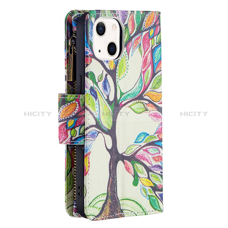 Custodia Portafoglio In Pelle Fiori Cover con Supporto L03 per Apple iPhone 15 Plus Multicolore