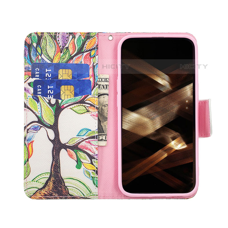 Custodia Portafoglio In Pelle Fiori Cover con Supporto L03 per Apple iPhone 15 Pro Max Multicolore