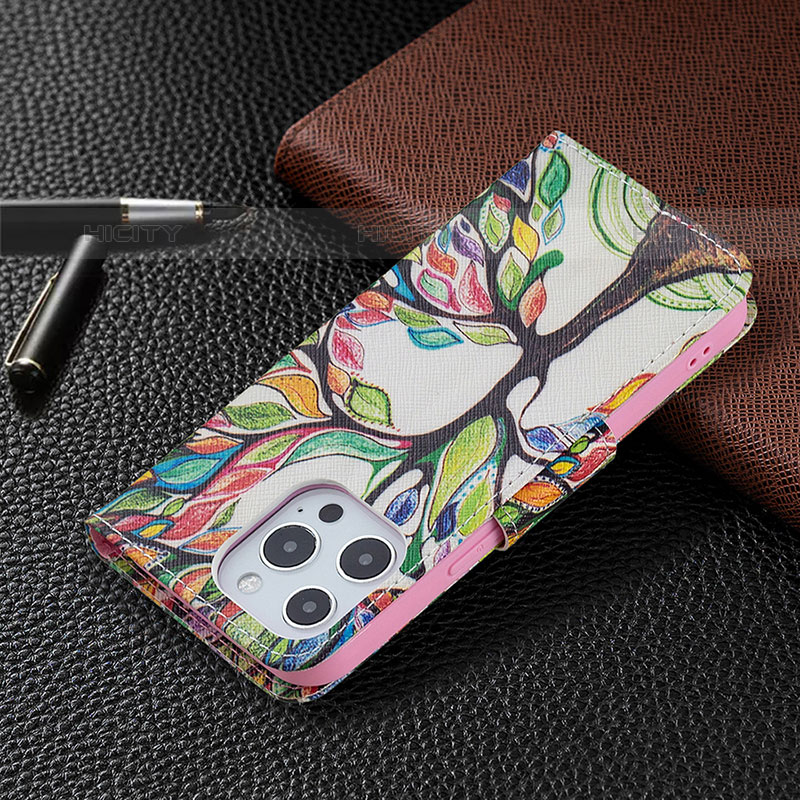 Custodia Portafoglio In Pelle Fiori Cover con Supporto L03 per Apple iPhone 15 Pro Max Multicolore