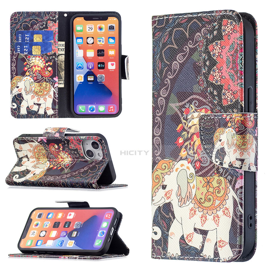 Custodia Portafoglio In Pelle Fiori Cover con Supporto L07 per Apple iPhone 14 Plus Multicolore