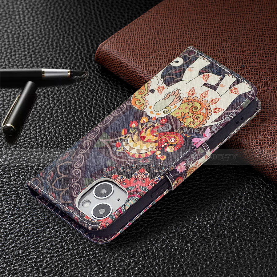 Custodia Portafoglio In Pelle Fiori Cover con Supporto L07 per Apple iPhone 14 Plus Multicolore