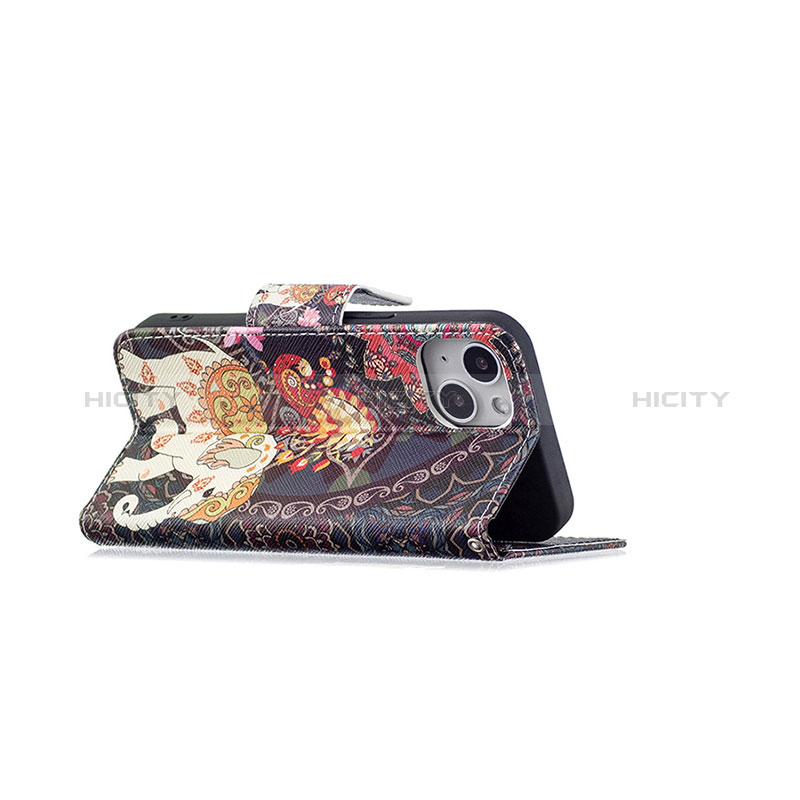 Custodia Portafoglio In Pelle Fiori Cover con Supporto L07 per Apple iPhone 15 Multicolore