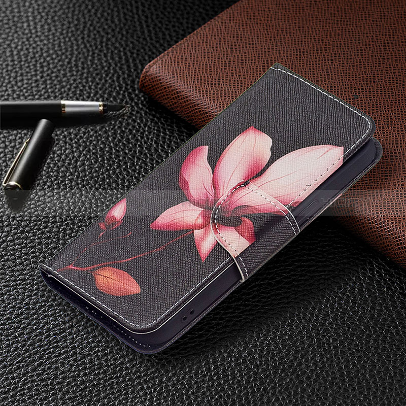 Custodia Portafoglio In Pelle Fiori Cover con Supporto L07 per Apple iPhone 15 Plus Marrone