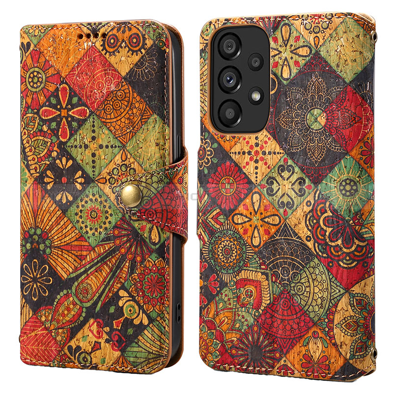 Custodia Portafoglio In Pelle Fiori Cover con Supporto MT1 per Samsung Galaxy A53 5G Marrone