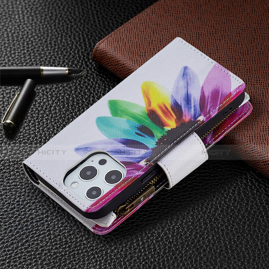 Custodia Portafoglio In Pelle Fiori Cover con Supporto per Apple iPhone 13 Pro Max Colorato