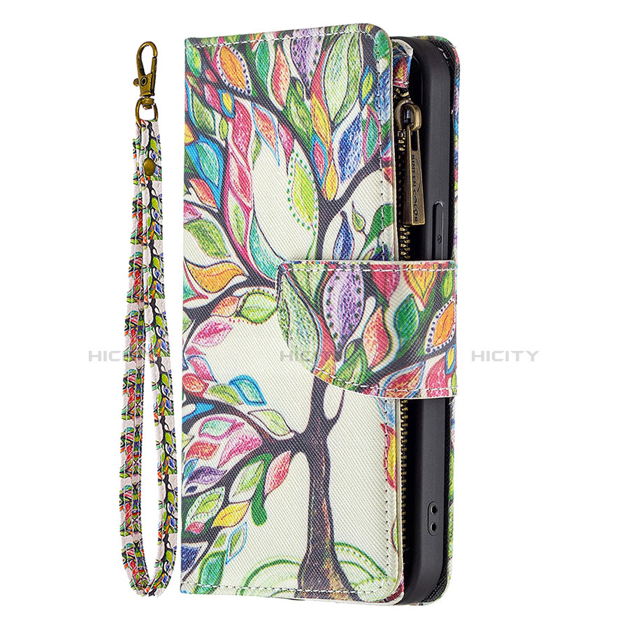 Custodia Portafoglio In Pelle Fiori Cover con Supporto per Apple iPhone 13 Pro Multicolore