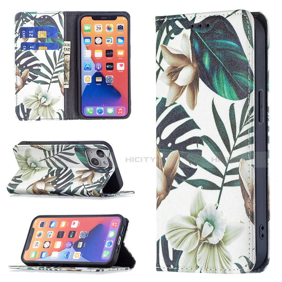 Custodia Portafoglio In Pelle Fiori Cover con Supporto per Apple iPhone 14 Plus Multicolore