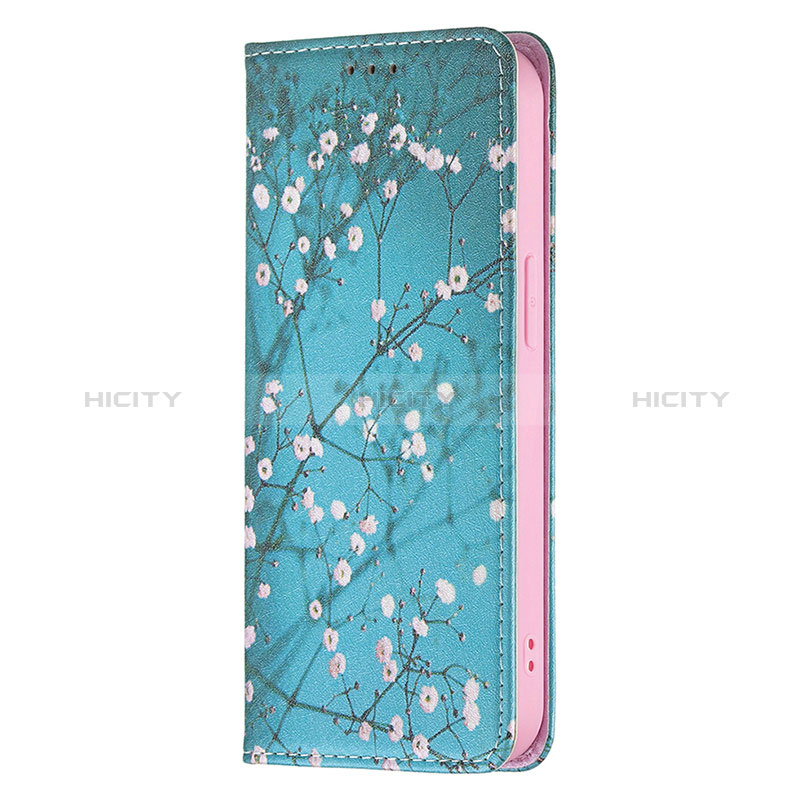 Custodia Portafoglio In Pelle Fiori Cover con Supporto per Apple iPhone 14 Pro Cielo Blu