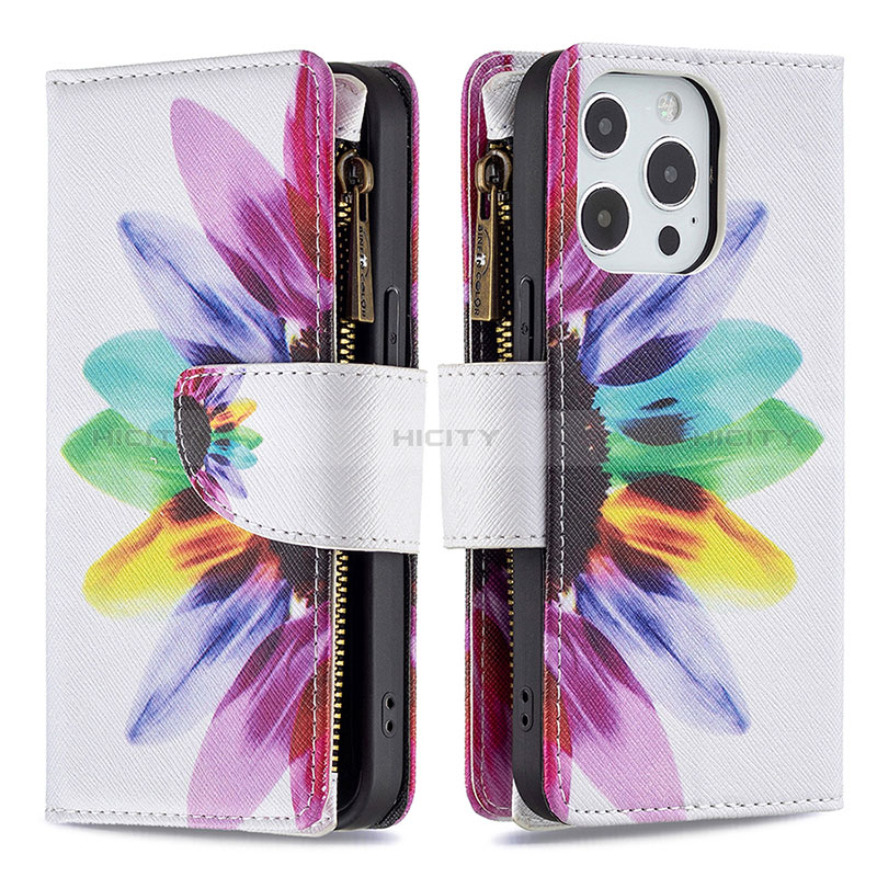 Custodia Portafoglio In Pelle Fiori Cover con Supporto per Apple iPhone 14 Pro Colorato