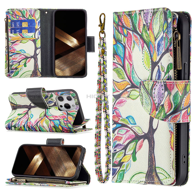 Custodia Portafoglio In Pelle Fiori Cover con Supporto per Apple iPhone 14 Pro Max Multicolore