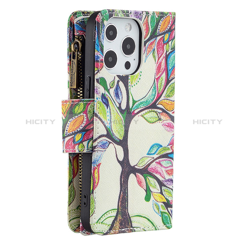 Custodia Portafoglio In Pelle Fiori Cover con Supporto per Apple iPhone 14 Pro Max Multicolore