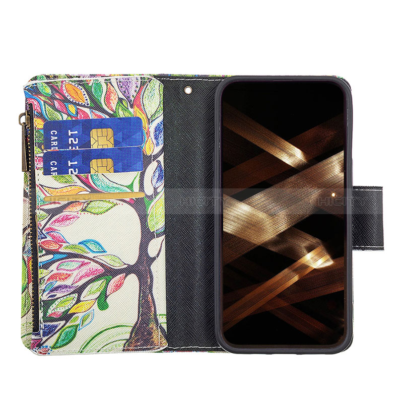 Custodia Portafoglio In Pelle Fiori Cover con Supporto per Apple iPhone 14 Pro Max Multicolore