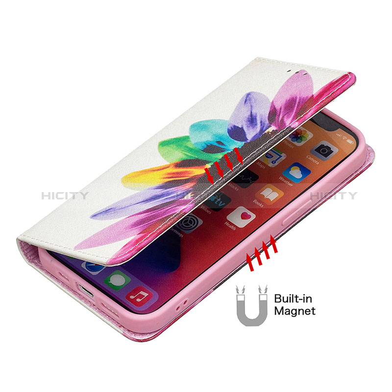 Custodia Portafoglio In Pelle Fiori Cover con Supporto per Apple iPhone 15 Plus Colorato