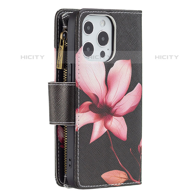 Custodia Portafoglio In Pelle Fiori Cover con Supporto per Apple iPhone 15 Pro Marrone