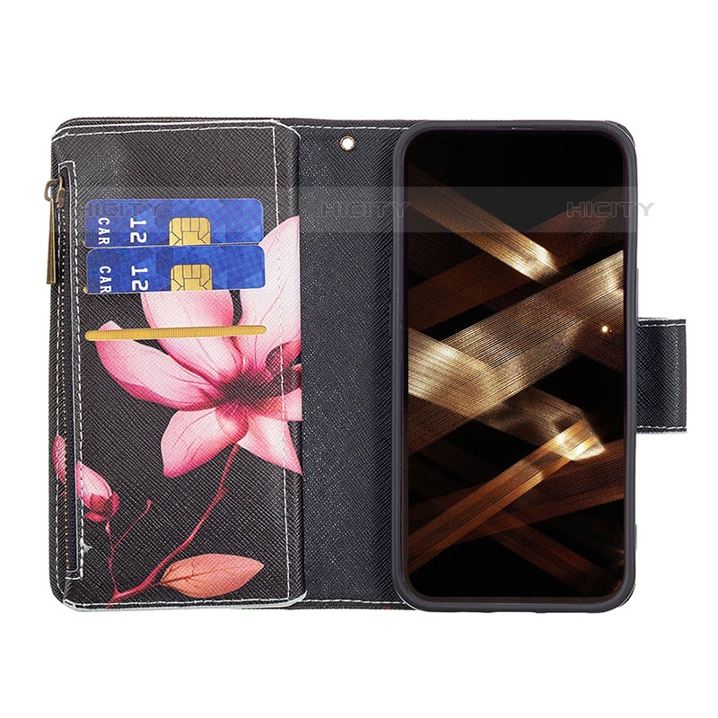 Custodia Portafoglio In Pelle Fiori Cover con Supporto per Apple iPhone 15 Pro Max Marrone