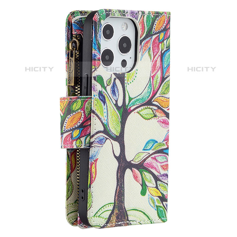 Custodia Portafoglio In Pelle Fiori Cover con Supporto per Apple iPhone 15 Pro Max Multicolore