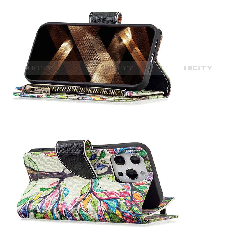 Custodia Portafoglio In Pelle Fiori Cover con Supporto per Apple iPhone 15 Pro Max Multicolore