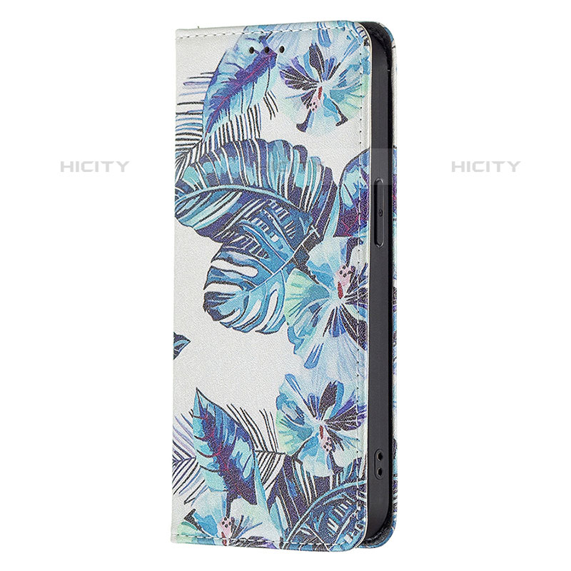 Custodia Portafoglio In Pelle Fiori Cover con Supporto per Apple iPhone 16 Pro Max Blu