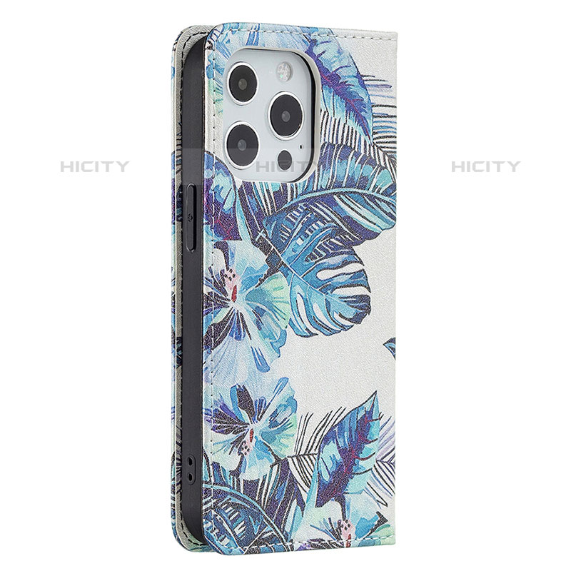 Custodia Portafoglio In Pelle Fiori Cover con Supporto per Apple iPhone 16 Pro Max Blu