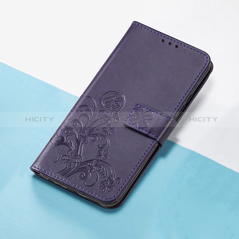 Custodia Portafoglio In Pelle Fiori Cover con Supporto per Google Pixel 4 Viola