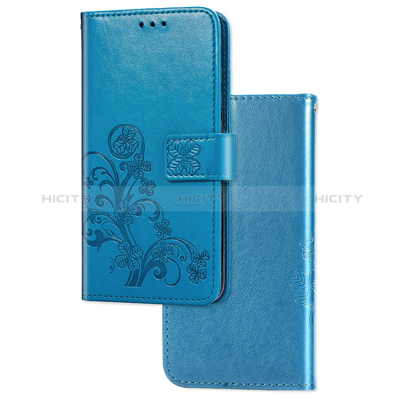 Custodia Portafoglio In Pelle Fiori Cover con Supporto per Google Pixel 4a 5G Blu