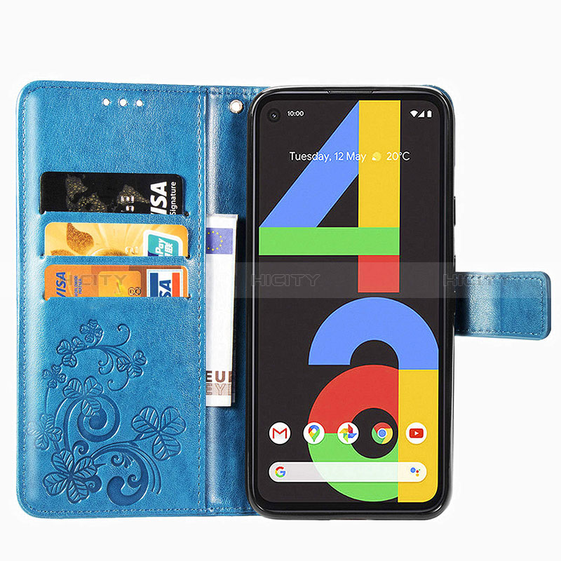 Custodia Portafoglio In Pelle Fiori Cover con Supporto per Google Pixel 4a