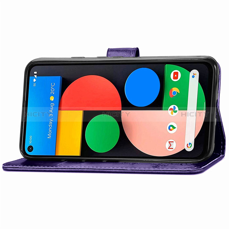 Custodia Portafoglio In Pelle Fiori Cover con Supporto per Google Pixel 5