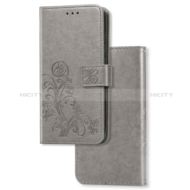 Custodia Portafoglio In Pelle Fiori Cover con Supporto per Google Pixel 5 XL 5G Grigio