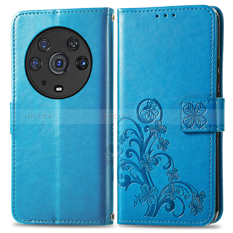 Custodia Portafoglio In Pelle Fiori Cover con Supporto per Huawei Honor Magic3 Pro 5G Blu