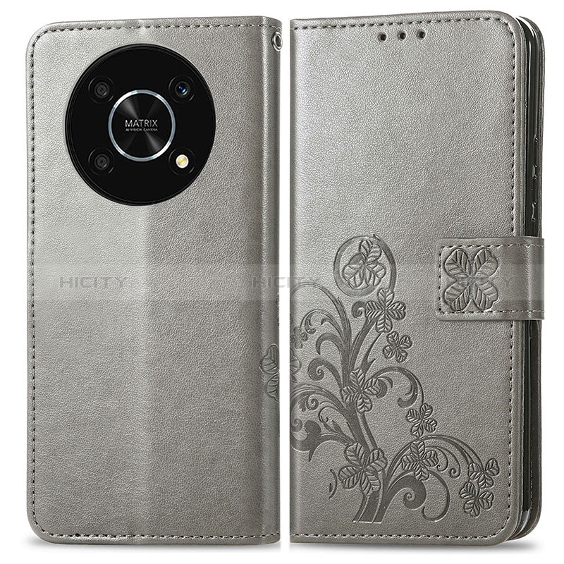 Custodia Portafoglio In Pelle Fiori Cover con Supporto per Huawei Honor Magic4 Lite 5G Grigio