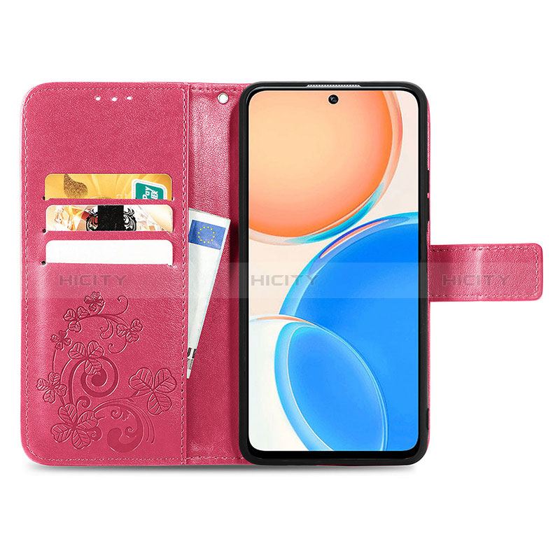 Custodia Portafoglio In Pelle Fiori Cover con Supporto per Huawei Honor X8 4G