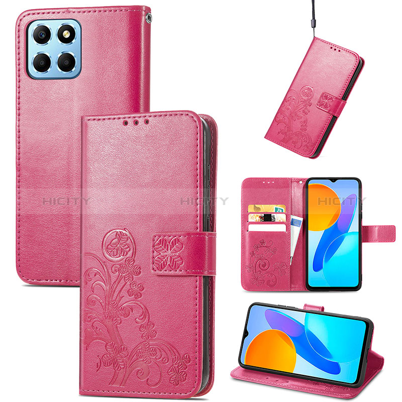 Custodia Portafoglio In Pelle Fiori Cover con Supporto per Huawei Honor X8 5G