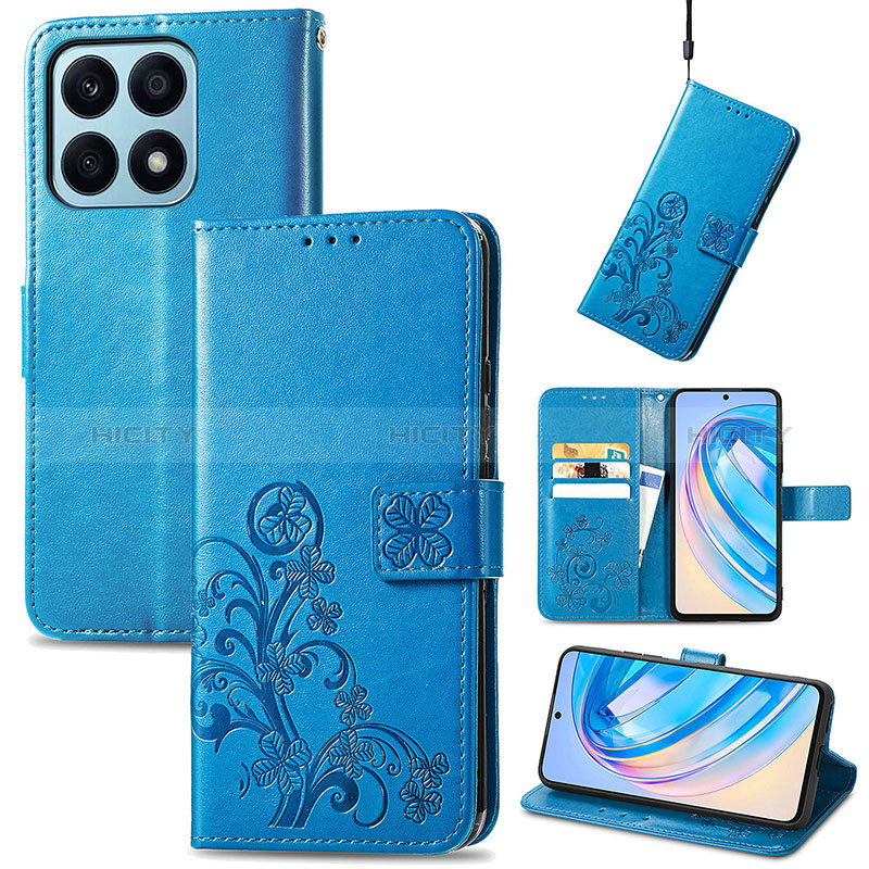 Custodia Portafoglio In Pelle Fiori Cover con Supporto per Huawei Honor X8a 4G