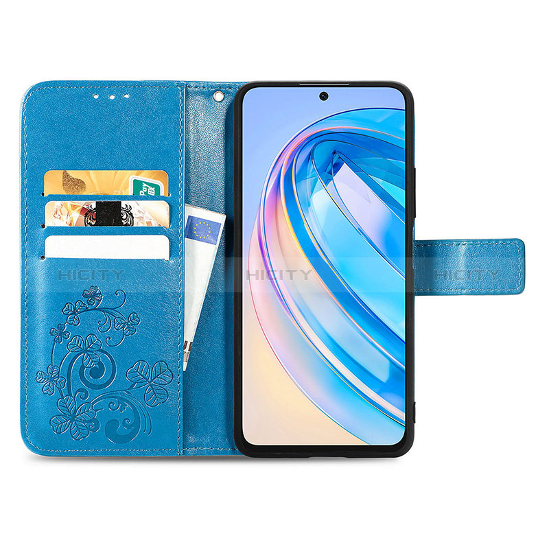 Custodia Portafoglio In Pelle Fiori Cover con Supporto per Huawei Honor X8a 4G