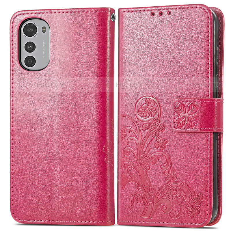 Custodia Portafoglio In Pelle Fiori Cover con Supporto per Motorola Moto E32s