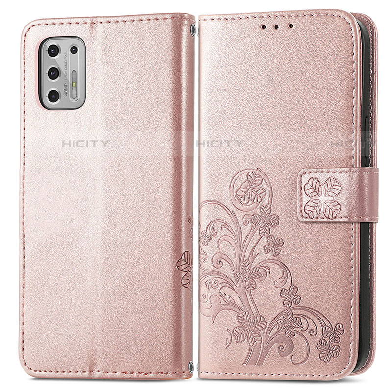 Custodia Portafoglio In Pelle Fiori Cover con Supporto per Motorola Moto G Stylus (2021) Rosa