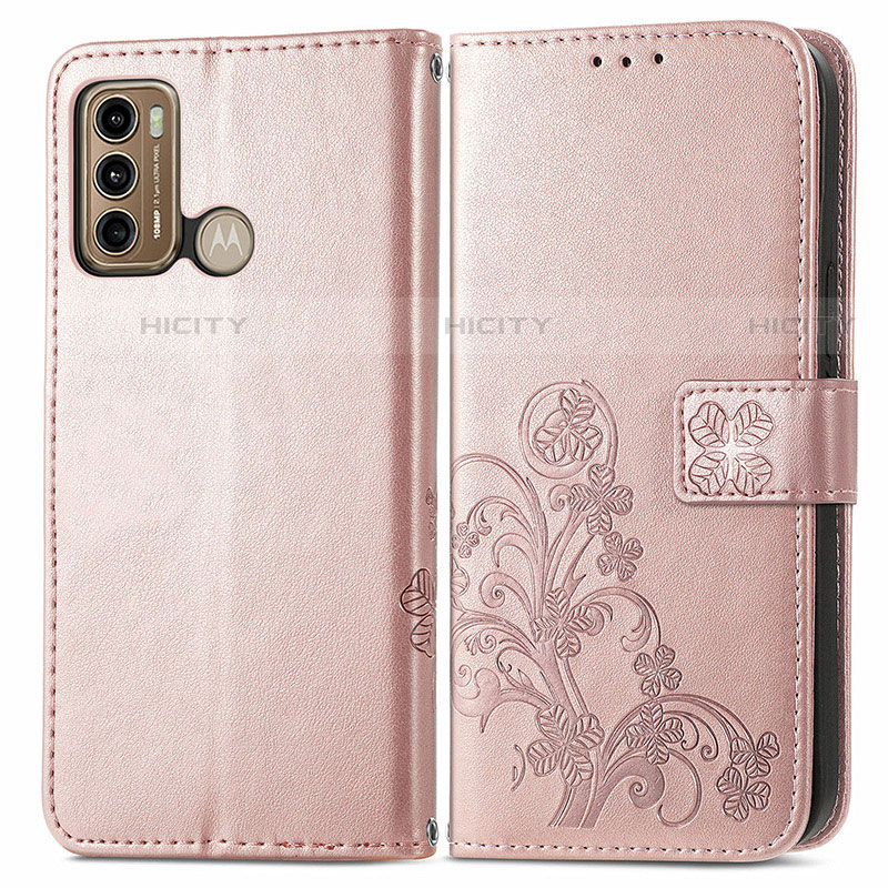 Custodia Portafoglio In Pelle Fiori Cover con Supporto per Motorola Moto G40 Fusion Rosa